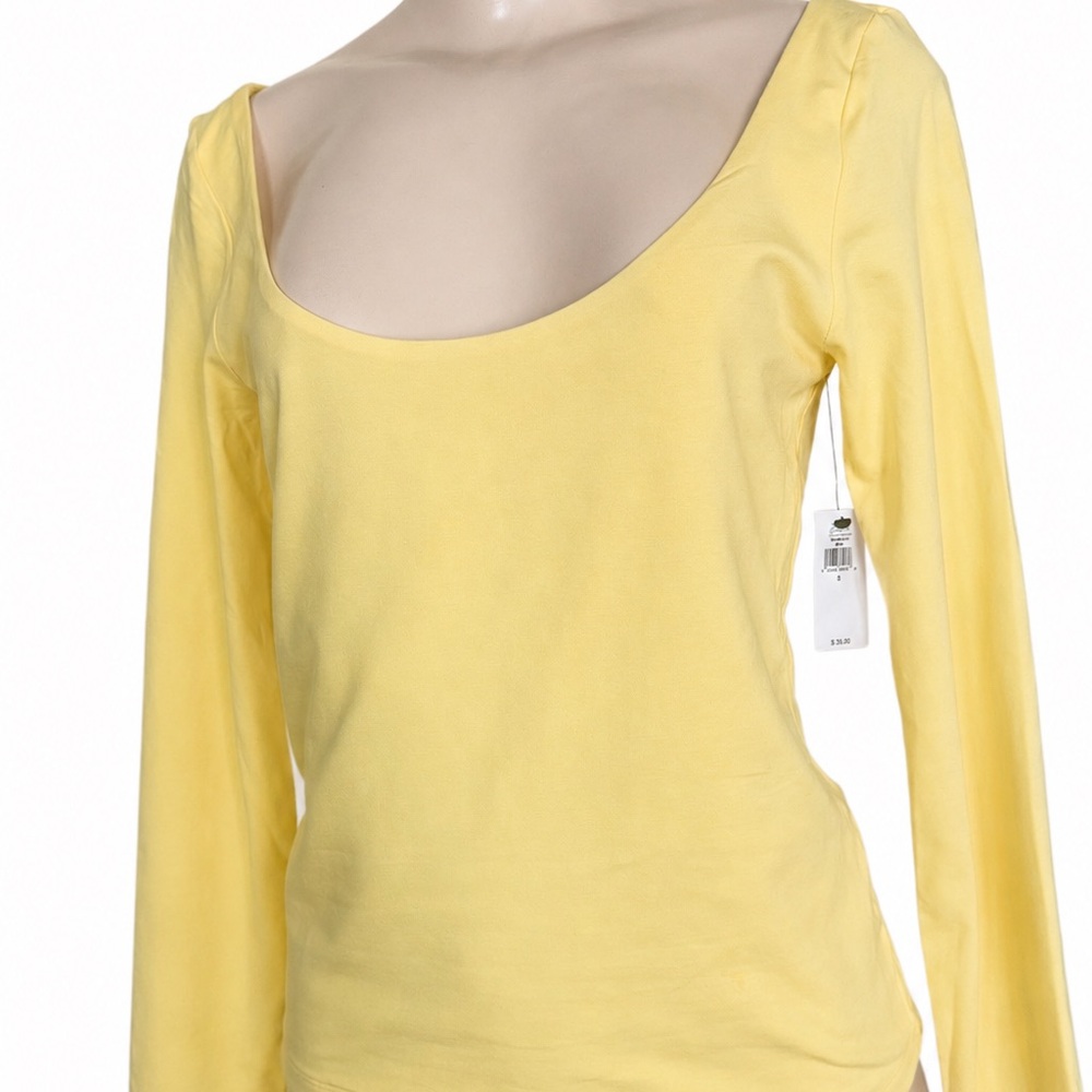 Banana Republic Yellow Scoop Neck Long-Sleeve Women's Top